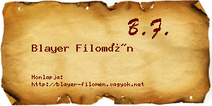 Blayer Filomén névjegykártya